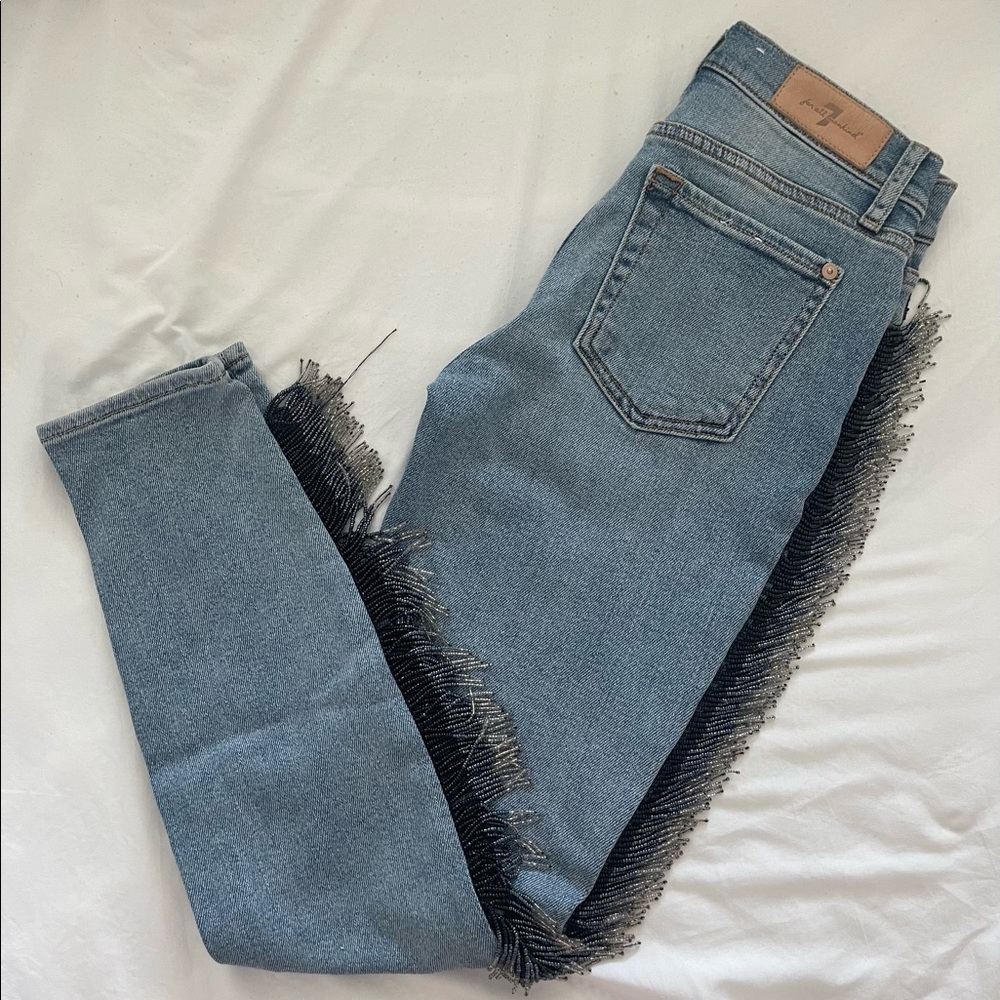7 For All Mankind Fringe Jeans Luxe Vintage Ankle Skinny